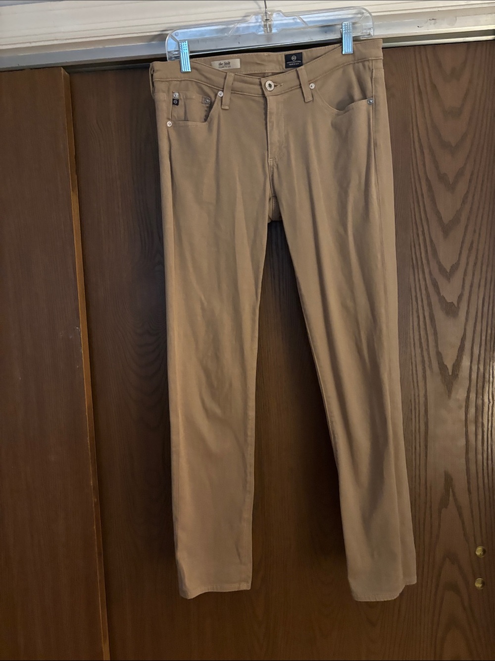 AG Adriano Goldschmied Women's Slim Straight Jeans in Tan